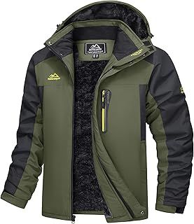 TACVASEN Men's Waterproof Hiking Fleece Jacket Warm Outdoor Skiing Ice Skating Hoodie