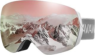 AVAWAY OTG Ski Goggles- Detachable Lens Anti Fog Snowboard Snow Sports Goggles with Anti-Slip Strap for Men Women Youths