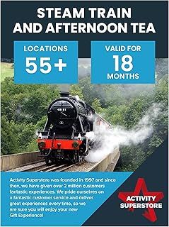 Activity Superstore Steam Train and Afternoon tea Gift Experience - Avaliable at 55+ UK Locations, Experience Days, Train Gifts, Couples Gifts, Retirement Gifts