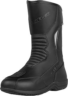 Texpeed Leather Motorcycle Boots For Men - 100% Waterproof Long Cut CE Approved Touring/Cruiser Biker Shoes - Black - UK 9