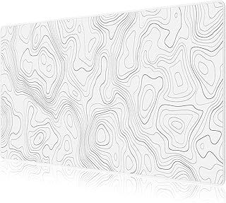 JIALONG Gaming Mouse Pad, Large Desk Pad, Office Desk Mat with Anti-slip Base, Anti-wear Personalized Design, Mousepad with White Topographic 35.4 x 15.7 inches