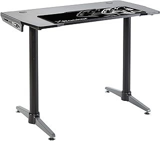X-Rocker Panther Gaming Desk 100 x 60 cm PC Computer Desk T Shaped Computer Table PC Gaming Table Carbon Fibre Gamer Desk for Home Office with Cup Holder & Headphone Hook, FREE Mousepad - BLACK