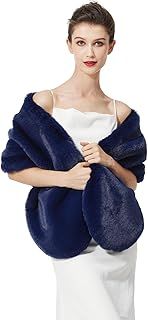 BEAUTELICATE Faux Fur Wrap Shawl Stole Women’s Large Shrug Cape for Winter Wedding Evening Brides Bridesmaids 1920s Fancy Dress Costume