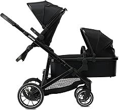 Deryan stroller for 2 kids - for newborns, toddlers and preschoolers - stroller stroller up to 50kg - pram - travel stroller 2 in 1 full set - black