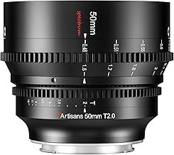 7artisans 50mm T2.0 Large Aperture Full Frame Cine Lens Compatible for Canon RF-Mount, Manual Focus Low Distortion Cinema Lens Mirrorless Cameras for Canon EOS R, RED, R3, R5, R6, R7, R10, RP, Black