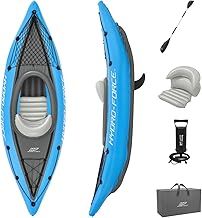 Hydro-Force Cove Champion | 1 Person Inflatable Kayak Set with Hand Pump, Paddles, Carry Bag, Blue