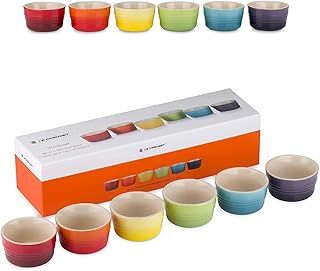 Le Creuset Set of 6 Mini Rainbow Ramekin , Stoneware,Rainbow, 100 ml