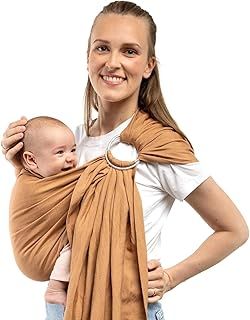 Boba Ring Sling Baby Carrier Newborn to Toddler - Lightweight & Breathable Baby Sling Carrier, Hip-Healthy Baby Carrier Sling, Baby Wrap Carrier for Front & Hip Carry, 8-35 lbs (Rye)