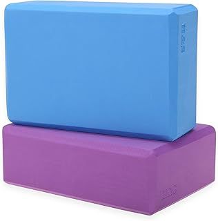 H&S Yoga Blocks Set of 2 - High Density EVA Foam Yoga Brick - Pilates Block Pillow - Yoga Block Set - Gym Accessories and Exercise Equipment - Meditation Cushions - Purple & Blue