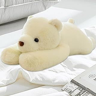 MeHoo 3.3LB Weighted Bear Plush,23.6 Inch Weighted Toy for Anxiety,Weighted Stuffed Animals Throw Pillow,Furry Weighted Plushies Hugging Pillow Cute Plush Doll for Birthday White Bear
