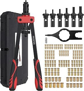 Proster Rivet Nut Tool 14" - Rivet Nut Gun with 150Pcs M3 M4 M5 M6 M8 M10 Rivet Nuts 6Pcs Metric Mandrels Heavy Duty Hand RIV Nut Gun Thread Setter Kit Red