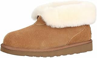 PAMIR Women's Sheepskin Boot Slippers Indoor Outdoor Ankle Booties with Memory Foam