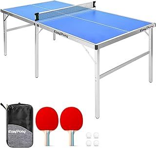 EasyPong® | Blue Ping Pong Table | 182x91cm | Premium Quality | Easy to Carry | Stable | Ideal for Outdoor & Indoor | 2 Rackets + 4 Balls | Table Tennis | 100% Fun | OriginalCup