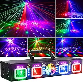 Ehaho 6 in 1 Disco Lights for Parties L2500, Disco Lights with Sound Activated, Party DJ Lights with DMX Controller, RGB & UV Strob Stage Lighting with DMX Controlle for Parties Bar Rave Club Show