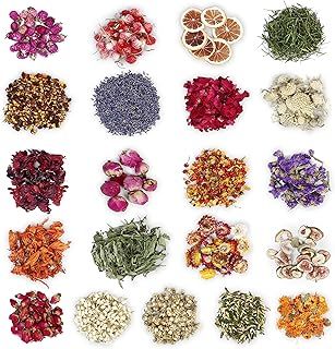 21 Pack Of Dried Flowers For Crafts [Includes Dried Flowers For Candle Making], 100% Natural Herbs For Soap Making, Resin, Floral Decor, Including Lavender, Rose Petals, Rosebuds, Leaves and Lemon
