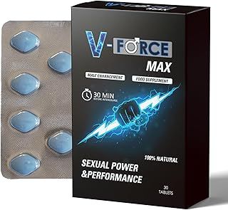 V-Force MAX Blue Pills for Men Extra Strong 100mg - Amplified Enhanced Strength & Firmness - Stronger & Harder Performance for Prolonged Results Food Supplement Tablets UK (30 Count (Pack of 1))