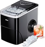 Ice Makers Countertop, 9 Cubes Ready in 6 Mins, 12KG in 24Hrs, Self-Cleaning Ice Machine with Ice Scoop and Basket, 2 Sizes of Bullet Ice for Home Kitchen Office Bar Party
