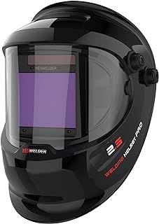 YESWELDER Welding Mask Large View 10x8.2cm 1/1/1/1 True Colour Welding Helmet Auto Darkening with SIDE VIEW, 4 Arc Sensors Ultra Optical Clarity Wide Shade 4/5-9/9-13 Welder Mask for TIG MIG ARC CUT