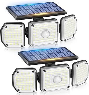 Security Lights Outdoor Motion Sensor - Solar Garden Lights 122 LED Outside Floodlight with Sensor 360°Angle Outdoor Wall Lights IP65 Waterproof Flood Lights for Front Door Yard Garage
