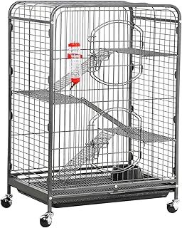 4-Tier Large Ferret Cage Rat Cage Small Animals Hutch w/Rolling Stand & Pet Bowl & Water Bottle for Chinchilla Rabbit Squirrels