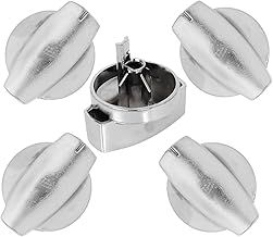 Belling Genuine Hob Hotplate Control Knob Switch (Silver / Chrome - Pack of 4)