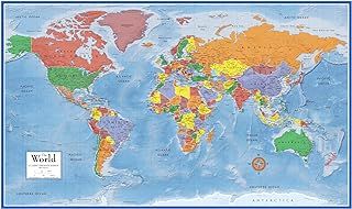 Swiftmaps 92cm x 61cm Laminated World Premier Wall Map Mural Poster A1