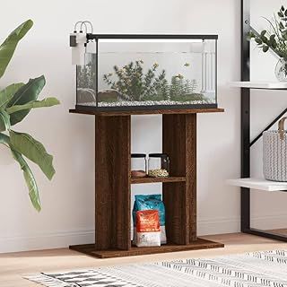 Gecheer Aquarium Stand Fish Tank Cabinet Side Cabinet with Display Shelves for Home Living Room Brown Oak 60x30x60 cm Engineered Wood