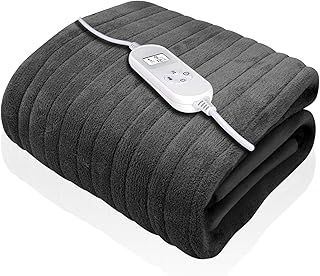 Dreamcatcher Luxurious Grey Heated Throw Electric Blanket, 160 x 120cm Heated Blanket Machine Washable Soft Fleece Electric Throw Overblanket with Hr 12HR Timer and 9x Control Heat Settings