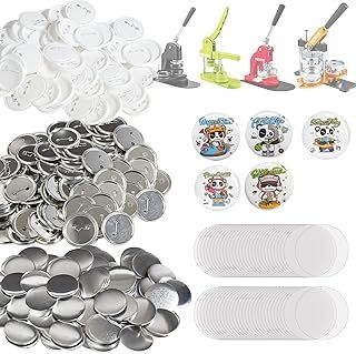 VEVOR 500 Sets 2.25 inch 58mm Pin Back Button Parts for Button Maker Machine, DIY Round Button Badge Parts, Set Includes Metal Top, Plastic/Metal Button, Clear Film, and Blank Paper For Gifts Presents