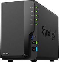 Synology 2-Bay DS224+ (Black) NAS, Metal, Surface Mount, Compatible with Computers & Laptops