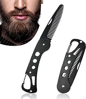 YancLife Stainless Steel Folding Comb for Men's Grooming & Styling Beards & Mustaches, Anti-static, 9.5 * 3 * 1.5cm