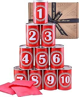 Jaques of London Premium Tin Can Alley Game | Throwing Outdoor Toy | Classic Bean Bag Toss Game for Kids 3+ | Outdoor Games for 3 Year Olds and over | Since 1795
