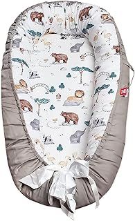 Baby Nest for Newborn and Babies,Double Sided,Baby Bassinet for Bed/Lounger/Nest/Pod/Cot Bed/Sleep, Breathable,100% Cotton Hypoallergenic,Portable(Gray)