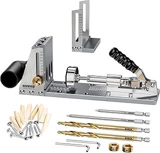 Pocket Hole Jig Kit, Professional and Upgraded Metal Pocket Screw Jig with Removable Vacuum Adapter. (Metal)