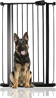 Child and Pet Gate Narrow, 68.5cm - 75cm, Matt Black, Extra Tall Gate 104cm in Height, Narrow Pressure Fit Stair Gate, Baby Gate and Suitable for Dog Gate or Pet Barrier, Easy Installation