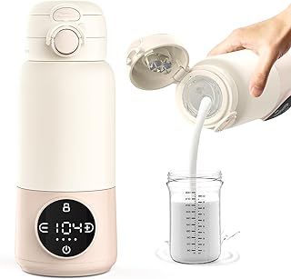 Portable Bottle Warmer for Travel Baby Bottle Warmer with Capacity 450ml Warmer for Breastmilk or Formula, Fast Heating & Smart Temperature Control, Bottle Warmer Baby Travel for Outing Car Airplane