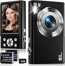 Digital Camera, 4K Autofocus Compact Camera with 32G SD Card HD 48MP with 2.8" Large Screen, 16X Digital Zoom, Portable Mini Camera for Photography, Vlogging Camera for Kids,Adult,Beginners（Black）