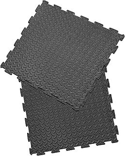 Black Interlocking Non Slip Floor Matting suitable for Gym Garage Workshop Office Home Playroom Outdoor/Indoor Soft Foam Flooring Mats Tiles 60x60cm (4 Mats)
