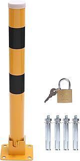 Car Parking Space Lock Bollard, High Visibility Yellow and Red Lockable Fold Down Car Parking Barrier, Private Car Park Driveway Guard Saver Blocker, 60cm Height, Budget Range