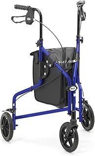 Days Aluminum Tri-Wheel Tri Mobility Walker, With Bag Only, Lightweight, Carry-on Bag and Lockable Brakes, Comfortable Mobility Aid for Elderly and Handicapped Users, Blue