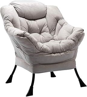 HollyHOME Armchair Comfy Chair Living Room & Bedroom Reading Chair Relax Lounge Chairs Small Sofa Chairs with Steel Frame, Grey