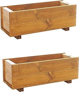 RUDDINGS WOOD Set of 2 x 60cm Wooden Trough Planter - Plant Container Box Fully Assembled