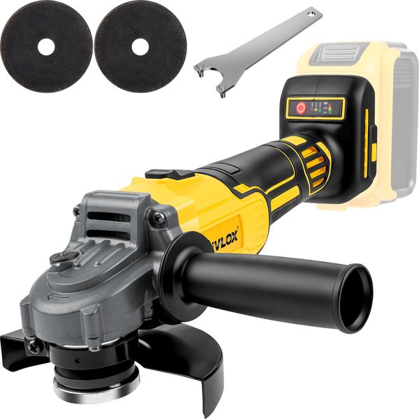 Cordless Angle Grinder for Dewalt 18/20V Battery, 125mm, 9000RPM Brushless Electric Angle Grinder Tool, 3 Variable Speeds Power Grinder for Cutting,Grinding,Polishing, Rust Removal (Tool Only)