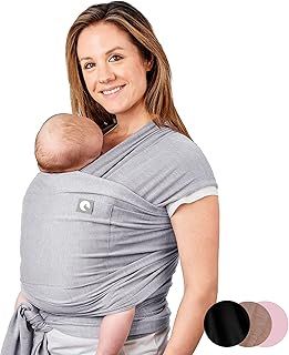 Baby Sling Wrap with Large Front Pocket - Naturally Soft Baby Wrap Carrier - Cotton Baby Sling Carrier from Birth - Baby Sling Newborn to Toddler Carrier - The Pocket Wrap™ by Trekki (Grey)