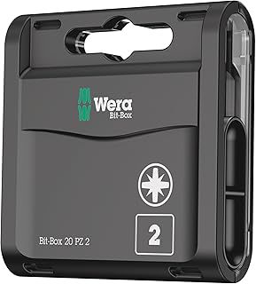 Wera Bit-Box 20 H PZ2 Extra Hard bits for drill/drivers, 25mm, 20pc pack, 05057760001 , Black