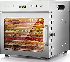 Kwasyo Stainless Steel Food Dehydrator, 8 Tray Fruit Dryer Machine with Free Recipe Book, BPA-Free, 30~90℃ Temperature Setting, Max 24h, Dehydrator Food Dryer UK for Vegetables, Meats