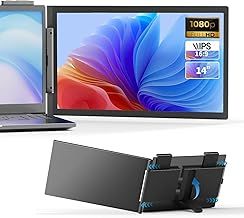 Laptop Screen Extender 14" laptop dual screen extender monitor portable 14 inch FHD 1080P IPS Built-in Stand/Speaker Dual Screen Monitor extension for 14"-16" Laptops Mac Windows Chrome