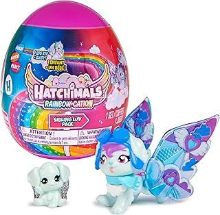 HATCHIMALS CollEGGtibles, Rainbow-cation Sibling Luv Pack with 1 Big Kid, 1 Baby, Fabric Blanket (Style May Vary), Kids’ Toys for Girls Ages 5 and Up