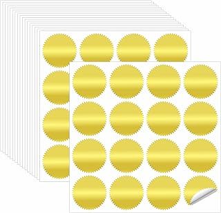 320 Pcs Round Golden Embossing Stickers, Gold Foil Self-Adhesive Wafer Stickers Seal Labels for Envelop, Certificate (Each 2 inches)