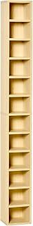 HOMCOM 204 CD Storage Unit, DVD Storage Tower with 12 Cubes, 175cm Tall Bookcase for Living Room, Home Office, Study Room, Oak Tone